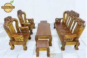 Bộ bàn ghế phòng khách sofa gỗ Tràm GT03