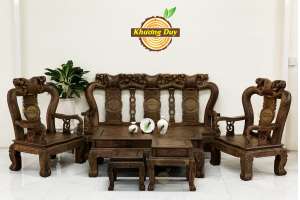 Bộ bàn ghế phòng khách gỗ Mun M06